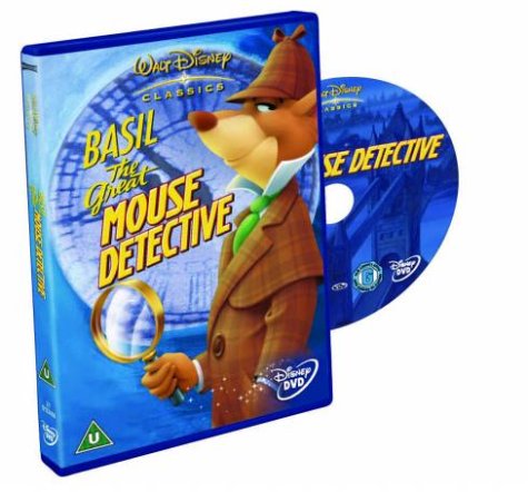 Basil the mouse detective holds a lantern and magnifying glass.