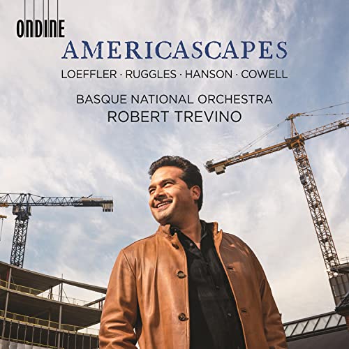 CD cover featuring conductor Robert Trevino with city construction backdrop.