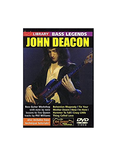 DVD cover featuring John Deacon playing a bass guitar with text overlays.