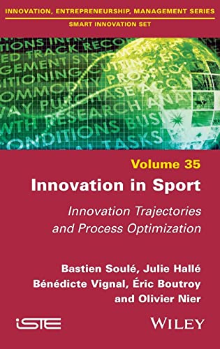 Book cover: “Innovation in Sport” with a globe background and white text.