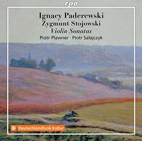 Album cover for Paderewski & Stojowski violin sonatas, landscape painting.
