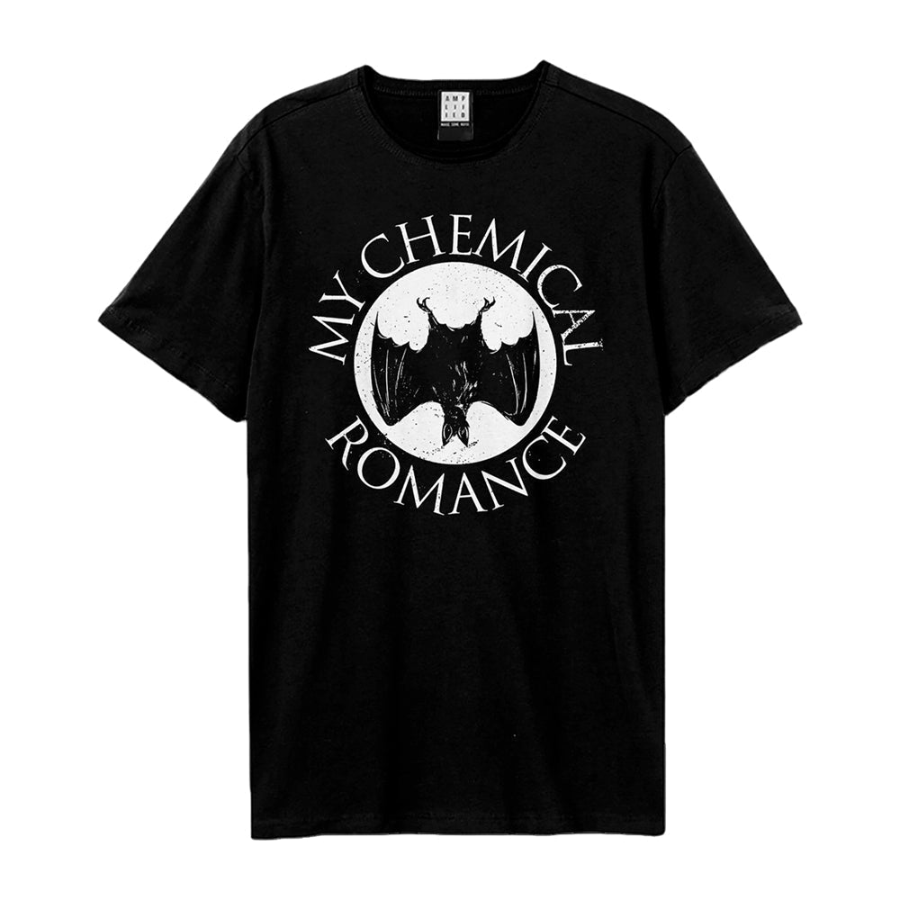 Black X-Large t-shirt with a white bat and text design.