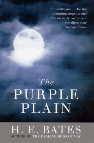 Book cover: "The Purple Plain" by H.E. Bates, with a full moon.