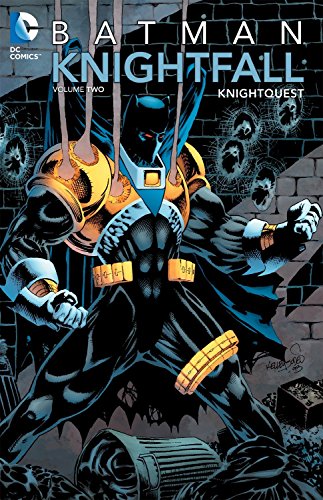 Dark knight illustration on cover, with bold typography and comic book-style artwork featured prominently.