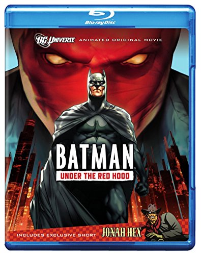 Blu-ray cover for "Batman: Under the Red Hood" featuring Batman and Red Hood.