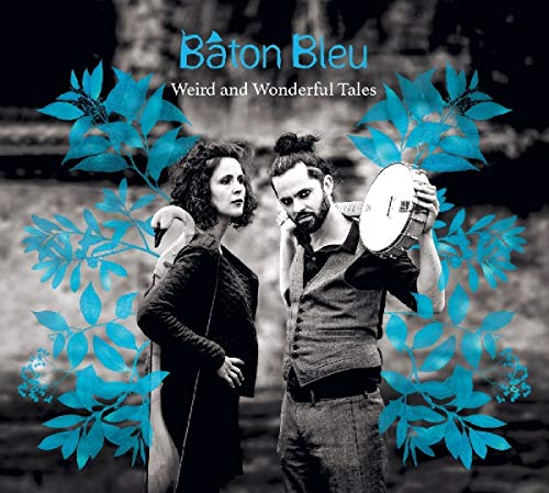 CD cover with two people and blue floral design.