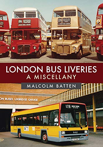 Book cover featuring vintage and modern London buses in various colors.