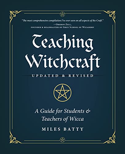 Dark blue book cover with white text: "Teaching Witchcraft" and a pentacle symbol.