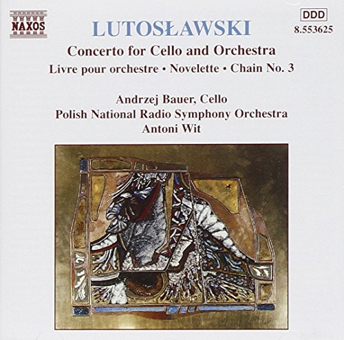 Cover of "Lutosławski: Cello Concerto" CD with abstract artwork and text details.