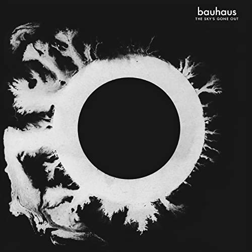 Bauhaus album cover: black and white abstract design with a central circle.
