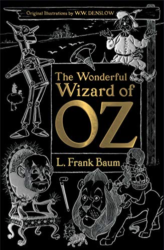 Black and white book cover featuring characters from The Wizard of Oz.