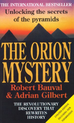 Book cover for “The Orion Mystery” with pyramids silhouetted against a sunset.