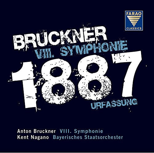 CD cover for Bruckner’s 8th Symphony, featuring large white text on dark blue.