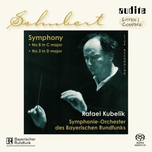 CD cover featuring conductor Rafael Kubelik and text “Schubert: Symphony”.