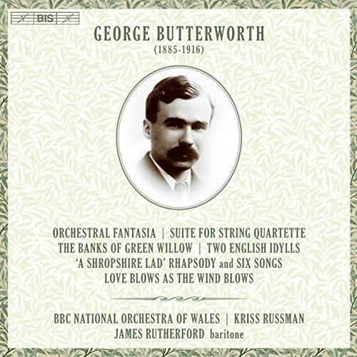 CD cover for George Butterworth’s orchestral works with portrait.