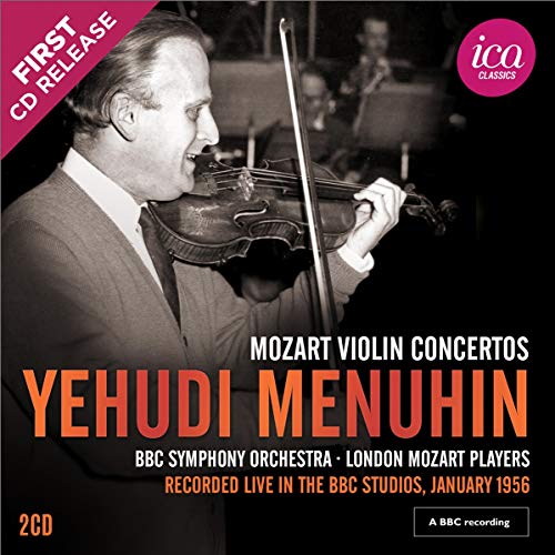 Yehudi Menuhin playing violin, BBC Symphony Orchestra CD cover.