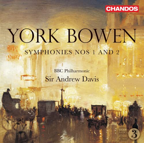 CD cover for York Bowen symphonies, featuring a vintage street scene.