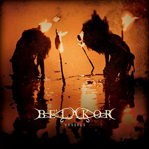 Dark album cover with figures holding flames, reflecting in water.