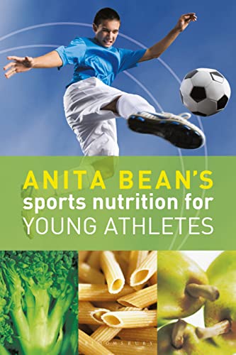 Book cover: young soccer player and healthy food images.