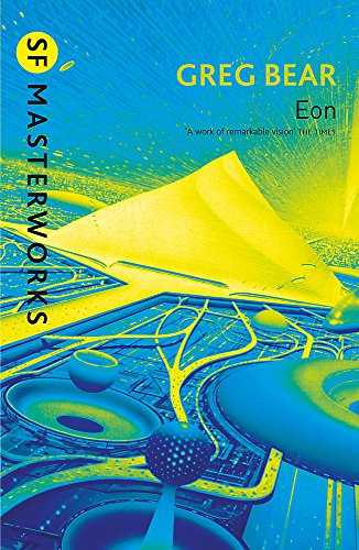 Book cover for "Eon" by Greg Bear, featuring abstract yellow structures.