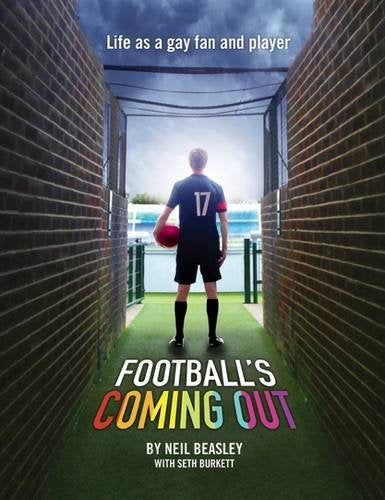 Book cover: football player walking toward stadium tunnel, titled "Football's Coming Out".