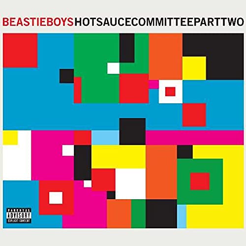 Beastie Boys album cover: abstract colorful blocks with parental advisory label.