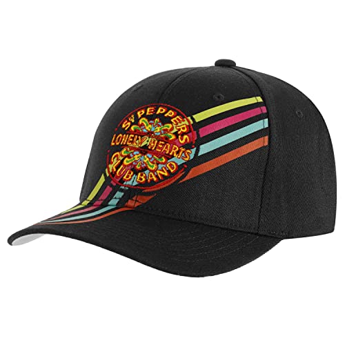 Black Beatles baseball cap with colorful Sgt. Pepper’s Lonely Hearts Club Band embroidery.
