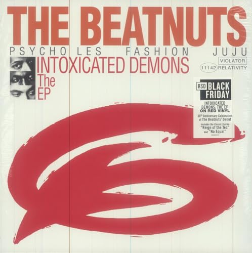 Beatnuts "Intoxicated Demons" vinyl record cover with red brushstroke design.