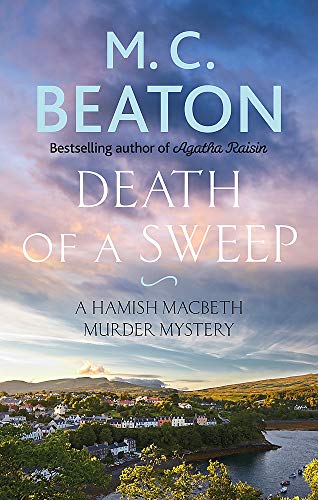 Book cover: “Death of a Sweep” by M.C. Beaton, with a landscape view.