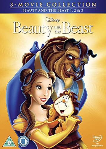 DVD cover featuring Belle, the Beast, Lumière, and Cogsworth from Disney’s Beauty and the Beast.