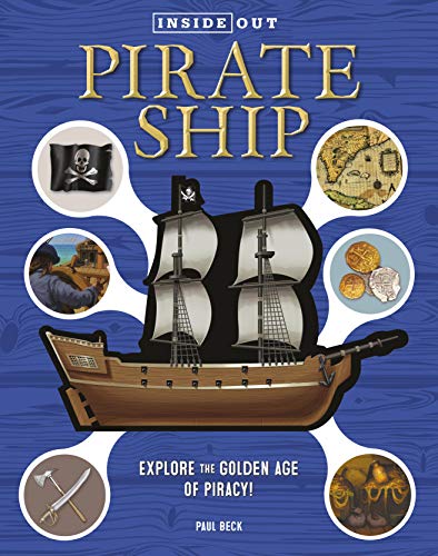 Book cover depicting a detailed illustration of a pirate ship with related images.