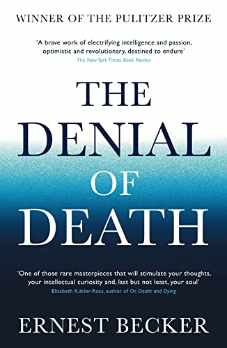 Book cover of The Denial of Death by Ernest Becker with blue gradient background.
