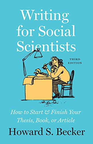 Book cover: "Writing for Social Scientists," third edition, with cartoon illustration.
