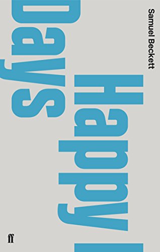 Book cover with light grey background and blue text reading Happy Days by Samuel Beckett.