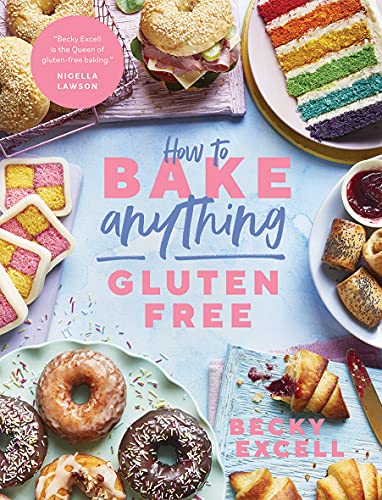 Book cover for How to Bake Anything Gluten Free featuring various baked goods and pastries.