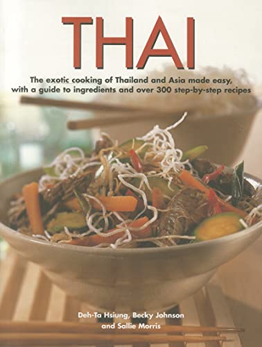 Cookbook cover with Thai food image and bold “THAI” title.
