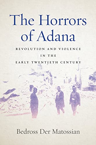 Book cover depicting figures amidst rubble, titled “The Horrors of Adana.”