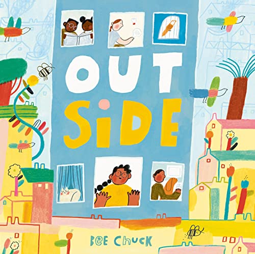 Colorful illustrated book cover titled "Outside" with children and nature scenes.