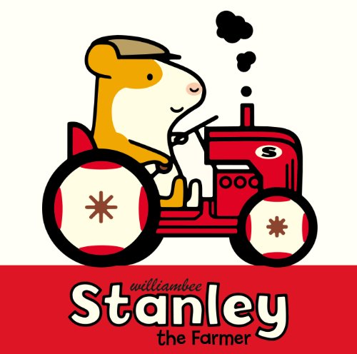 A cartoon hamster wearing a cap drives a red tractor, with text reading Stanley.