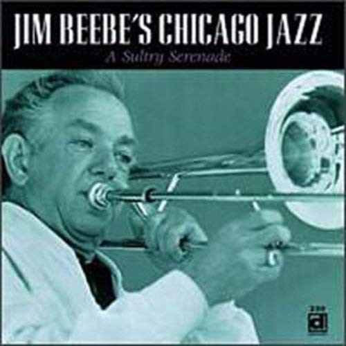 Jim Beebe playing trombone on the CD cover, teal background.