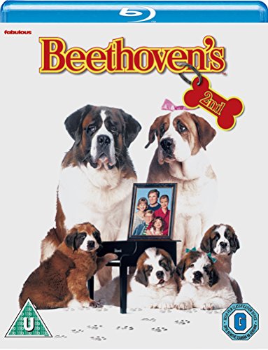 "Blu-ray case cover featuring a Saint Bernard dog family with a family portrait."