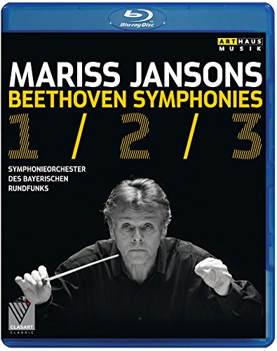 Blu-ray cover featuring conductor Mariss Jansons with text Beethoven Symphonies 1, 2 & 3.