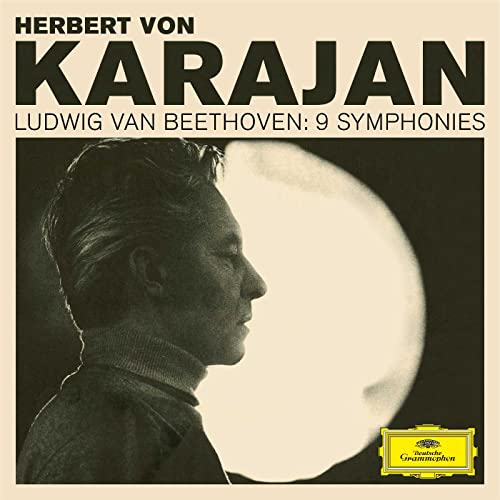 Album cover featuring Herbert von Karajan in profile against a bright circular light background.