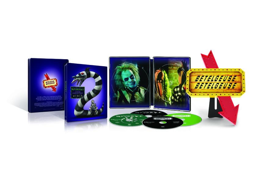 Beetlejuice 2-film 4K Ultra HD Blu-ray collector’s edition with slipcover and discs.