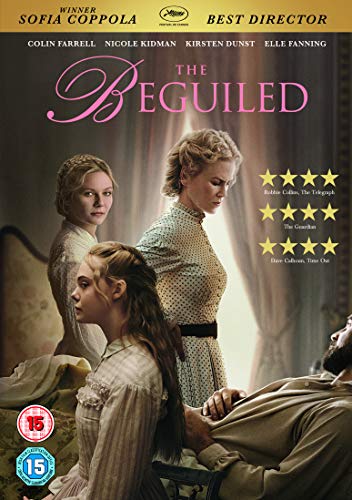 DVD cover for "The Beguiled" featuring three women in period dresses.