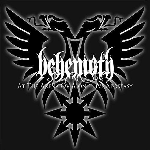 Behemoth album cover: black background with a white, winged, demonic symbol.