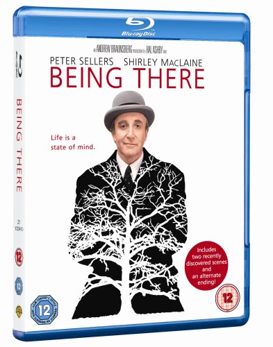 Blu-ray cover for Being There featuring Peter Sellers wearing a hat and suit jacket.