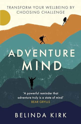 Book cover with mountain landscape and silhouetted figures hiking.