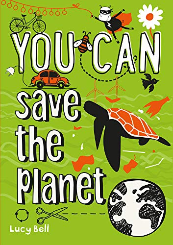 Bright green cover with illustrations of animals and eco-friendly items.