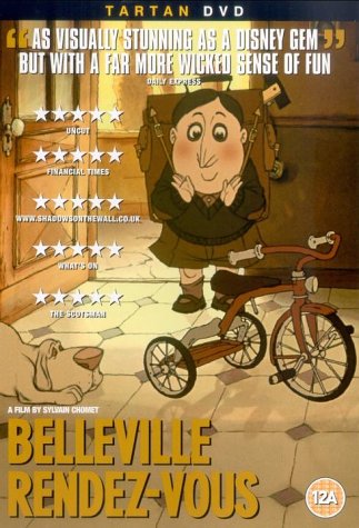 DVD cover for animated film "Belleville Rendez-vous" featuring a boy and dog.